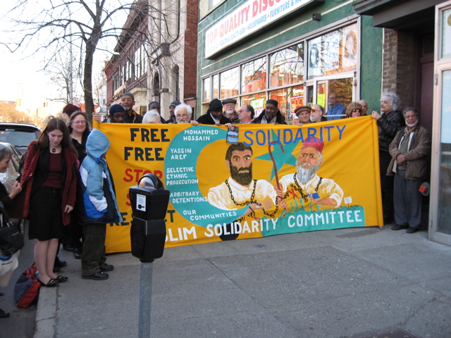 Free Aref! Free Hossain! Front of Masjid As-Salam Mosque, Albany