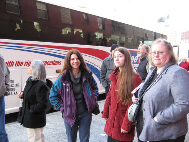 Getting off the bus in New York City