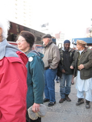 Getting off the bus in New York City