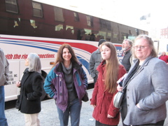 Getting off the bus in New York City